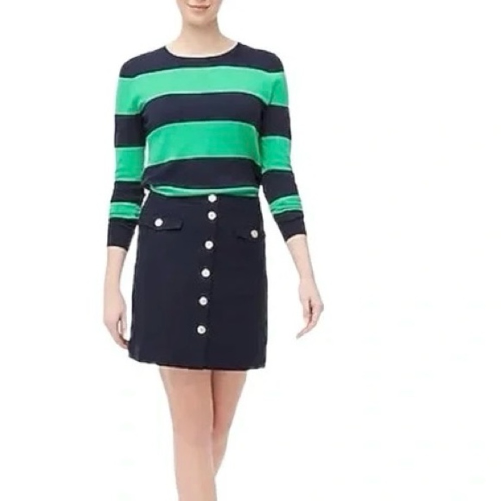 J. Crew Dark Blue Button-Down Pencil Skirt Size 2